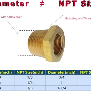Brass NPT Hex Bushing Pipe Fitting TL TOOLEGIN Reducer-0