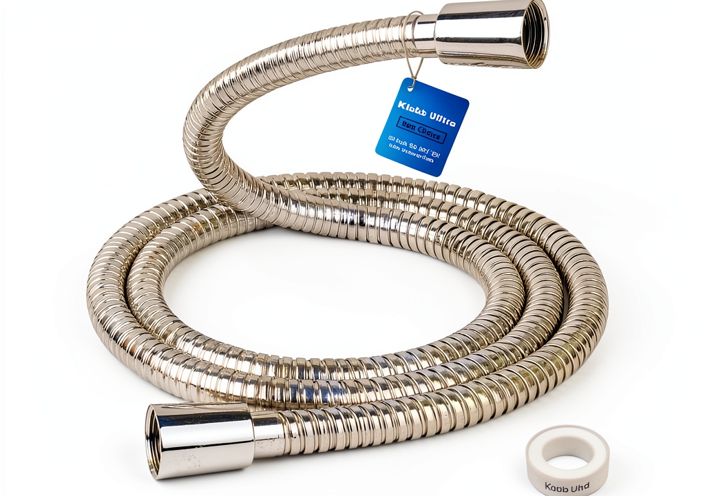 Klabb 80-inch shower hose installed in a modern bathroom