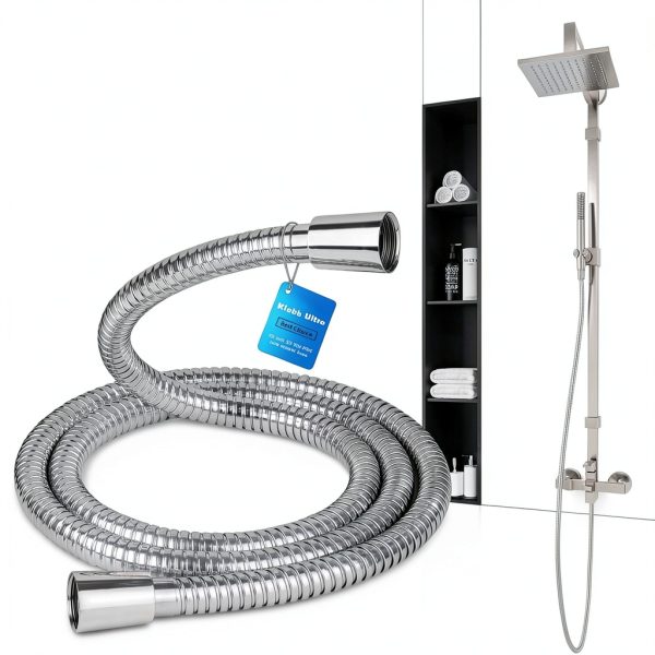Klabb Shower Hose 80 Inch Chrome Silver Flexible PEX-7